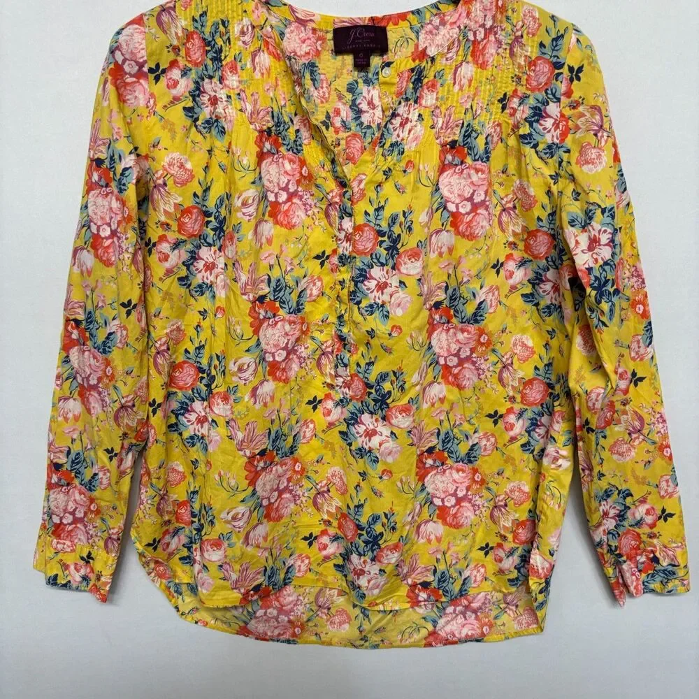 J. Crew Liberty Fabric Women Blouse Top Shirt Size 6 Floral Boho C131 -6